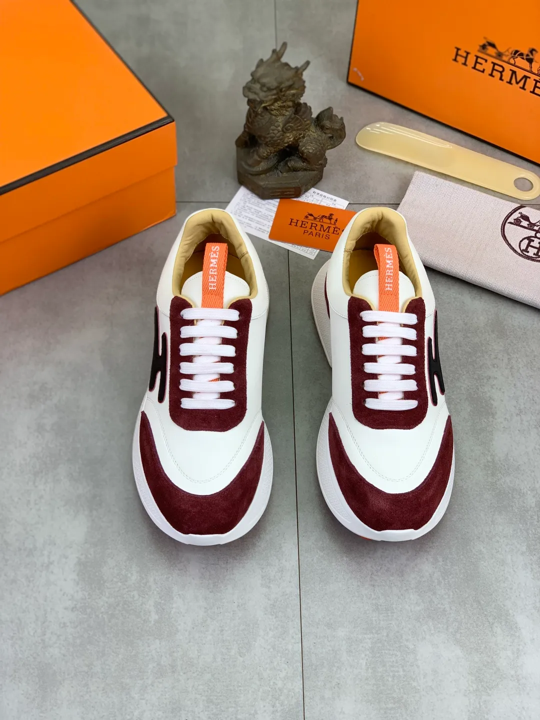Men's shoes 💰P460 new style [HERMES] Hermès - High-end quality original order - Upper: 🔝 Napa calfskin, sewn brand 'H' totem - Inner: water-dyed cowhide - Outsole: ultra-light TPU foam; molded outsole - Ultra-high quality control·Fine workmanship: highlighted (high-end·luxury·grade) -Size: 38-44 (45 can be customized)·